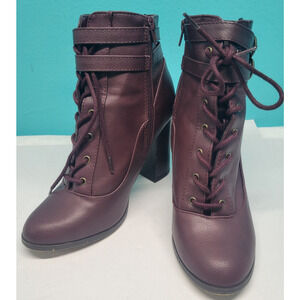 Just Fabulous 4" High Heel Ankle Boot Bootie Maroon Size 8.5 DEVORAH JustFab